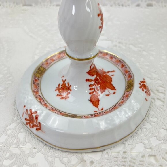 Herend Hungary Chinese Bouquet Porcelain 3-Arm Candelabra Handpainted Rust - Picture 7 of 16